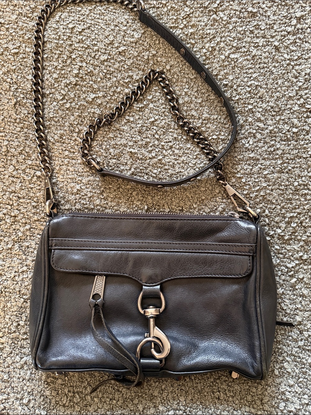 Rebecca Minkoff Black Leather Mini Mac Crossbody